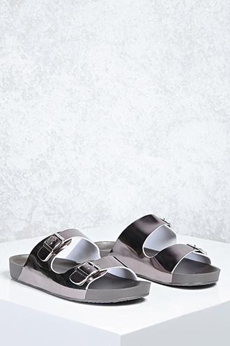 Forever21 Metallic Buckled Strap Slides