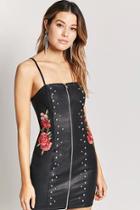 Forever21 Faux Leather Floral Studded Mini Dress