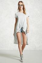 Forever21 Knotted-hem High-low Tee