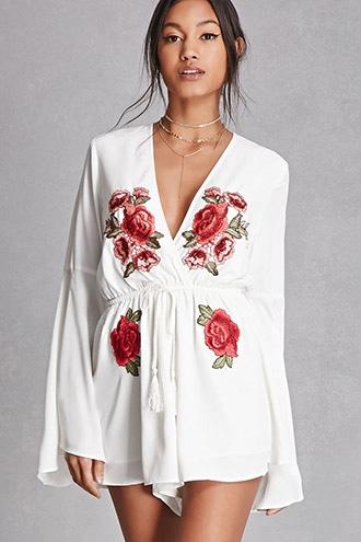 Forever21 Selfie Leslie Floral Applique Romper