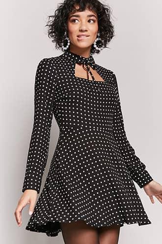 Forever21 Polka Dot Cutout Dress
