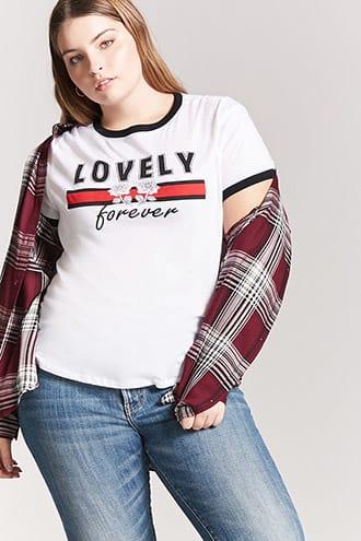 Forever21 Plus Size Lovely Forever Graphic Ringer Tee
