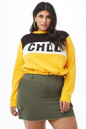 Forever21 Plus Size Frayed Cargo Mini Skirt