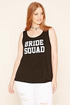 Forever21 Plus Women's  Black & White Plus Size Bride Squad Tank