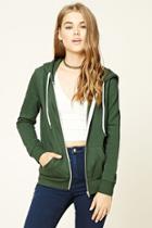 Forever21 Plus Women's  Hunter Green Classic Zip-up Hoodie