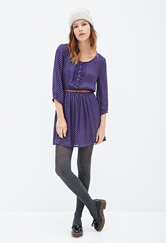 Forever21 Ruffled Abstract Print Dress