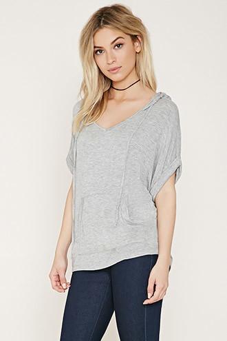 Forever21 Women's Hooded Heathered Top