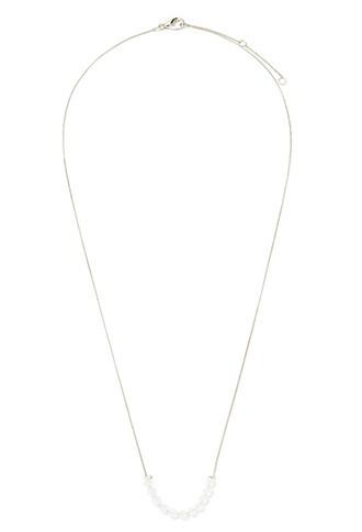 Forever21 Beaded Birthstone Necklace (white/silver)