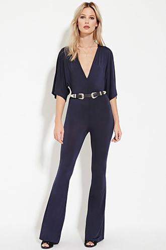 Forever21 Women's  V-neck Flared Jumpsuit