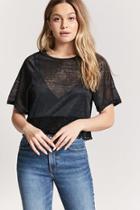 Forever21 Sheer Heathered Crochet Lace Top