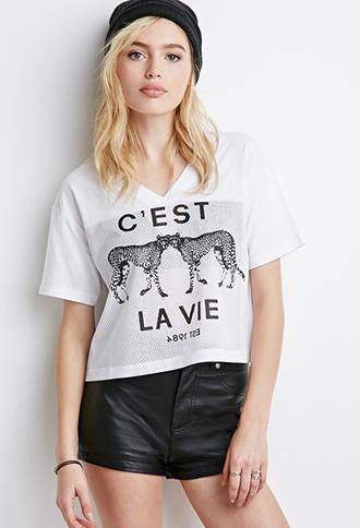 Forever21 La Vie Mesh Jersey Tee