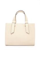 Forever21 Structured Faux Leather Satchel (cream)