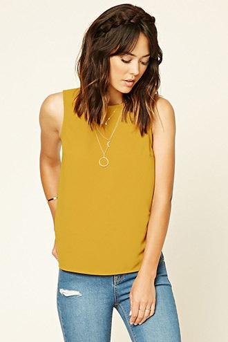 Love21 Women's  Mustard Contemporary Dolphin Hem Top