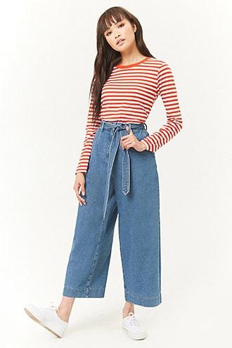 Forever21 Wide-leg Ankle Jeans