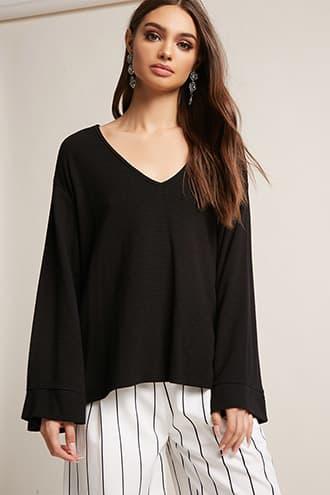 Forever21 Ribbed Knit Kimono-sleeve Top