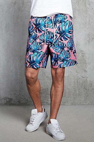 Forever21 Palm Leaf Print Swim Trunks
