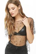 Forever21 Sheer Sequin & Faux Pearl Top