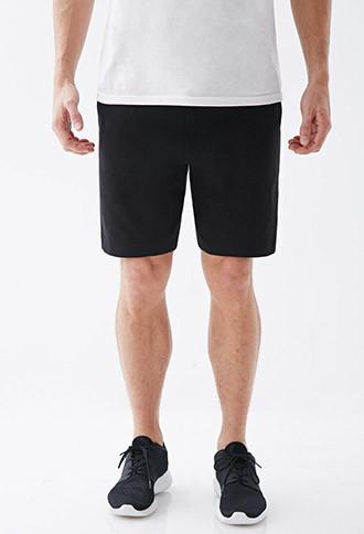 21 Men Men's  Pique Knit Paneled Sweatshorts (black)