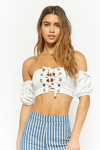 Forever21 Eyelet Detail Crop Top