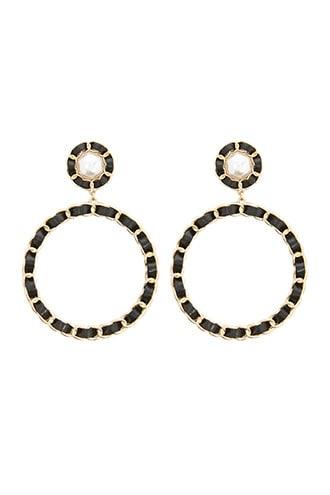 Forever21 Faux Leather Hoop Drop Earrings