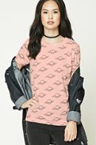 Forever21 Women's  Pink & Black Planet Graphic Tee