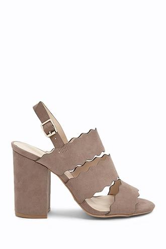 Forever21 Qupid Faux Suede Scalloped Heels