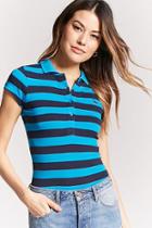 Forever21 Stripe Horse Graphic Polo Shirt