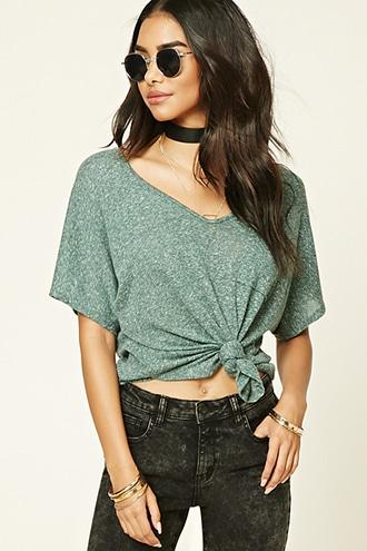 Forever21 Women's Marled Knit Dolphin Hem Top