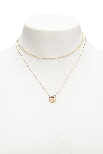 Forever21 Layered Hammered Charm Necklace