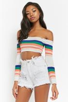 Forever21 Striped Off-the-shoulder Sweater Crop Top