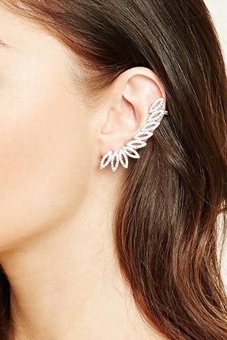 Forever21 Silver & Clear Cutout Ear Cuff Set