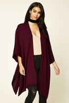 Forever21 Women's  Plum Longline Bat Wing Cardigan