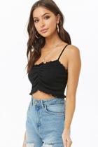 Forever21 Ribbed Knit Lettuce-edge Crop Cami