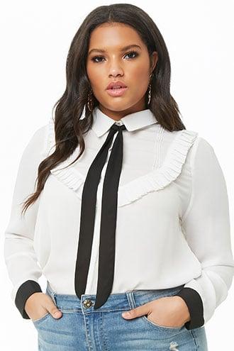 Forever21 Plus Size Ruffle-bib Shirt