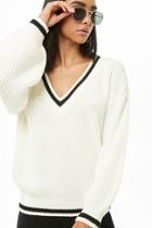 Forever21 Striped-trim Ribbed Sweater