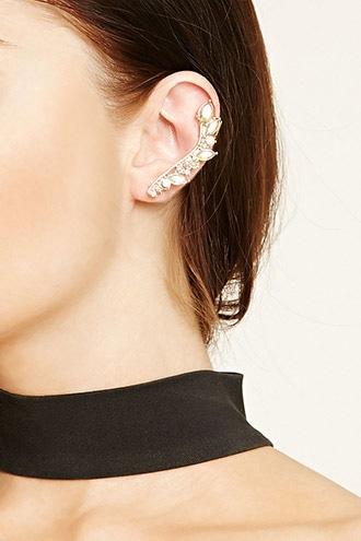 Forever21 Gold & Peach Rhinestone Ear Cuff Set