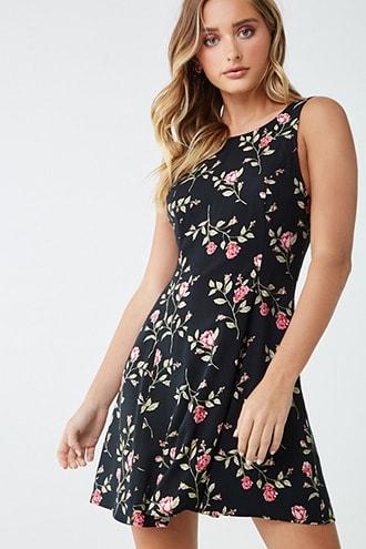 Forever21 Sleeveless Floral Print Dress