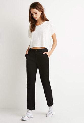 Forever21 Women's  Classic Chino Pants (black)