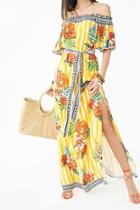Forever21 Floral & Striped Off-the-shoulder Maxi Dress
