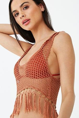 Forever21 Crochet Swim Cover-up Crop Top
