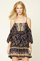 Forever21 Women's  Ornate Floral Open-shoulder Dress
