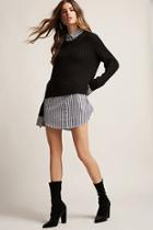 Forever21 Pinstriped Sweater-knit Twofer Top
