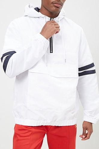 Forever21 Hooded Varsity Pullover Windbreaker