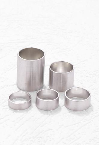 Forever21 Tube Midi Ring Set (matte Silver)