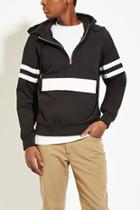 21 Men Men's  Black & White Striped-sleeve Pullover