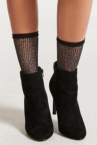 Forever21 Metallic Fishnet Ankle Socks