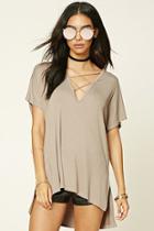 Forever21 Women's  Taupe Strappy Plunging Tunic