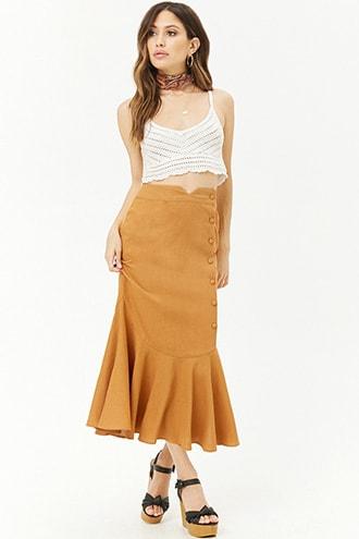 Forever21 Linen-blend Fluted Skirt