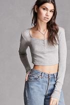 Forever21 Cropped Henley Top