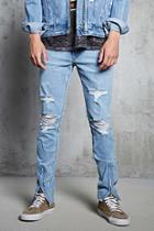 Forever21 Distressed Zipper-hem Jeans